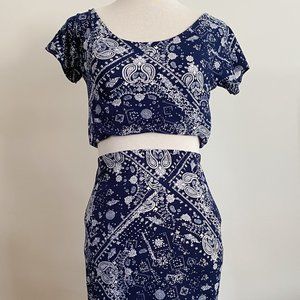 Cropped T-Shirt and Skirt Matching Set